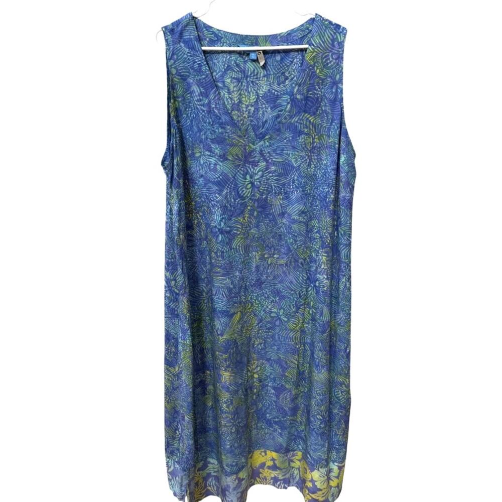 Blue Ginger Sundress Women Size XXL Blue Tropical Beachy Lightweight Breathable